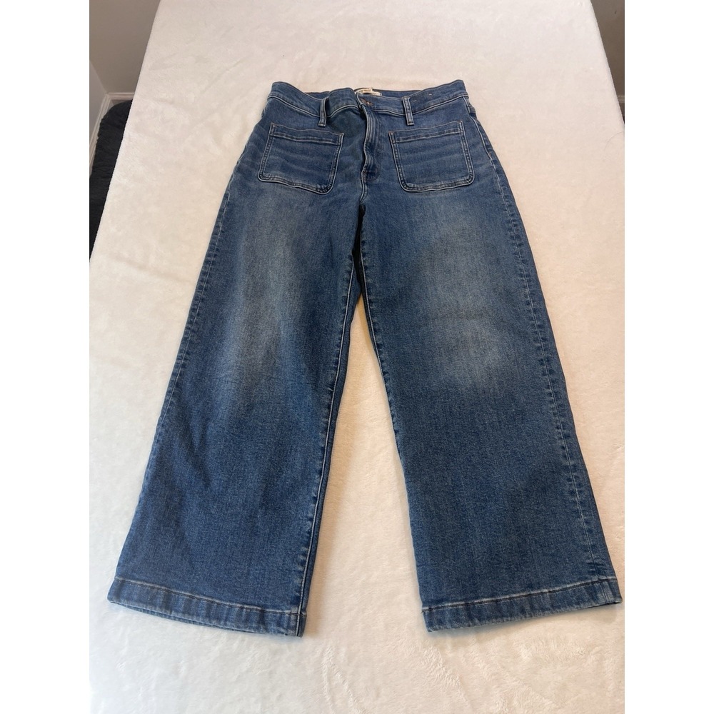Madewell perfect vintage wide leg crop jeans 30 Medium Wash Chore Square Pockets - Picture 2 of 8
